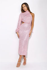 Bring The Class Sequin Maxi Dress Pink